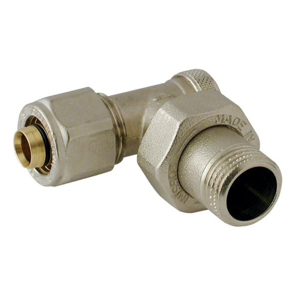 <span style="color: #ff0000; font-size: 24px;font-weight:600;">Art. 301</span><br> BRASS RADIATOR ANGLE LOCKSHIELD WITH CONNECTION FOR MULTILAYER PIPE